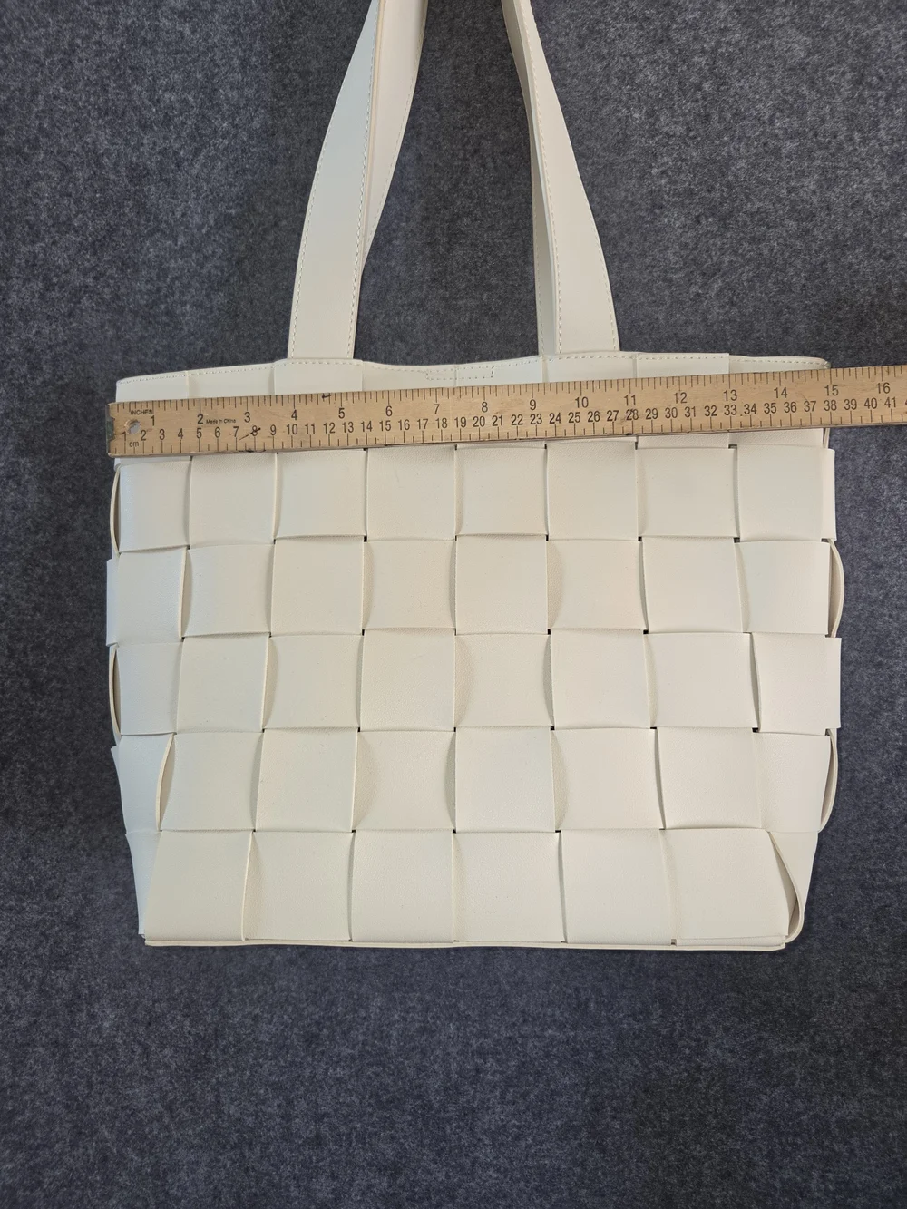 Woven Vegan Leather Cream Tote Bag - Timeless Everyday Carry